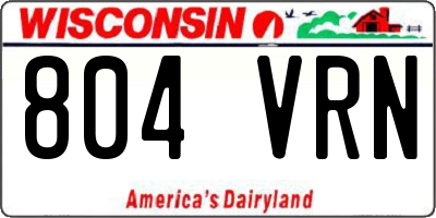 WI license plate 804VRN