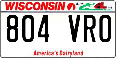 WI license plate 804VRO