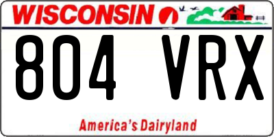 WI license plate 804VRX