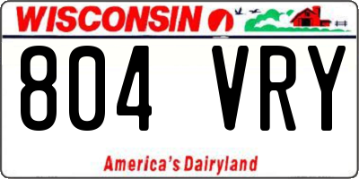 WI license plate 804VRY