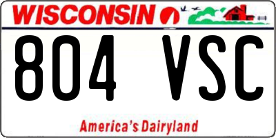 WI license plate 804VSC