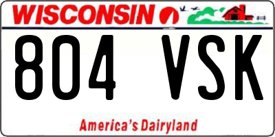 WI license plate 804VSK