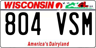 WI license plate 804VSM