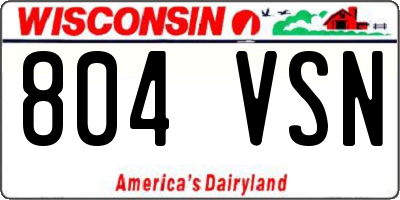 WI license plate 804VSN
