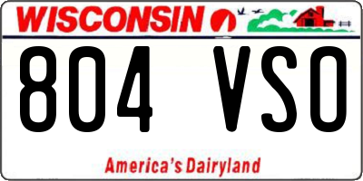 WI license plate 804VSO