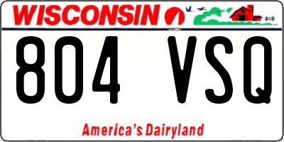WI license plate 804VSQ