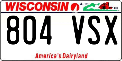 WI license plate 804VSX
