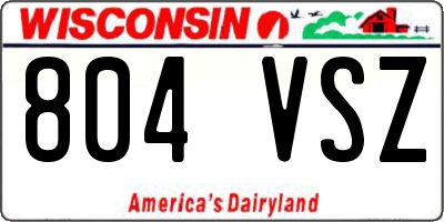 WI license plate 804VSZ