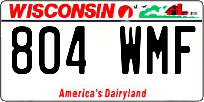 WI license plate 804WMF
