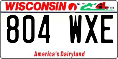 WI license plate 804WXE