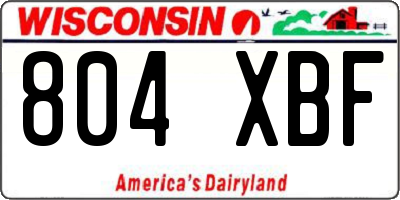 WI license plate 804XBF