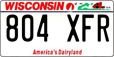 WI license plate 804XFR
