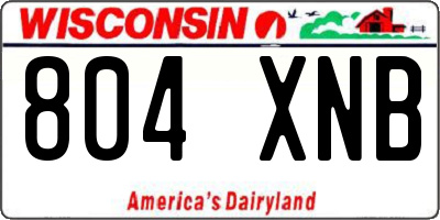 WI license plate 804XNB