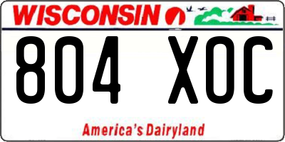 WI license plate 804XOC
