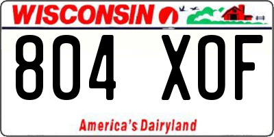 WI license plate 804XOF