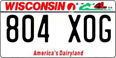 WI license plate 804XOG