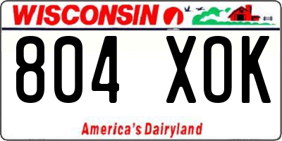 WI license plate 804XOK