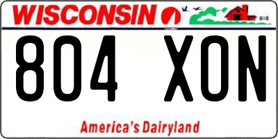 WI license plate 804XON