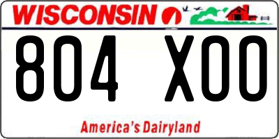 WI license plate 804XOO