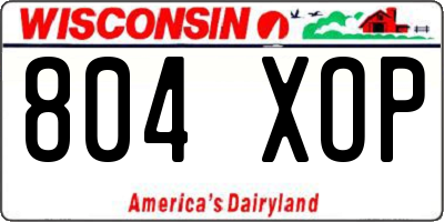 WI license plate 804XOP