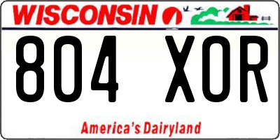 WI license plate 804XOR