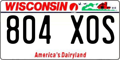 WI license plate 804XOS