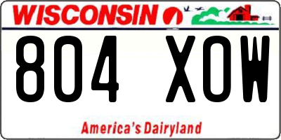 WI license plate 804XOW