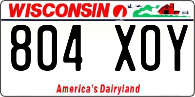 WI license plate 804XOY