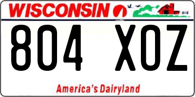 WI license plate 804XOZ