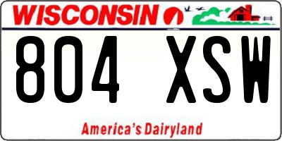 WI license plate 804XSW
