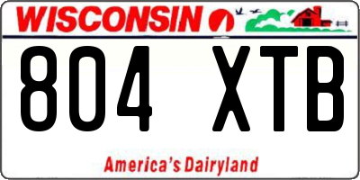 WI license plate 804XTB