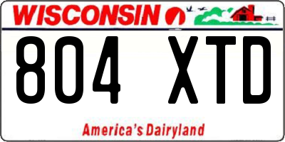 WI license plate 804XTD