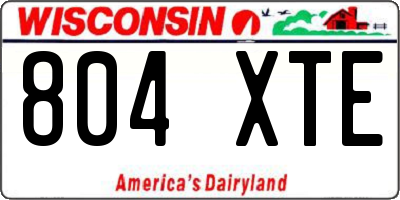 WI license plate 804XTE