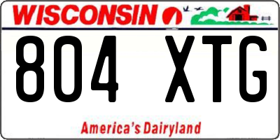 WI license plate 804XTG