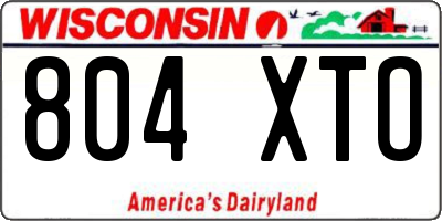 WI license plate 804XTO