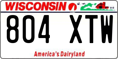 WI license plate 804XTW