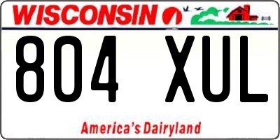 WI license plate 804XUL