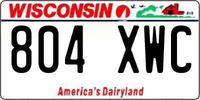 WI license plate 804XWC