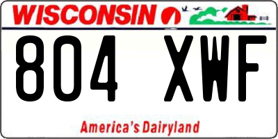 WI license plate 804XWF