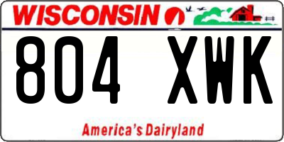 WI license plate 804XWK