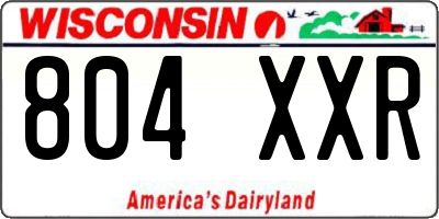 WI license plate 804XXR
