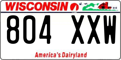 WI license plate 804XXW
