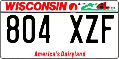 WI license plate 804XZF