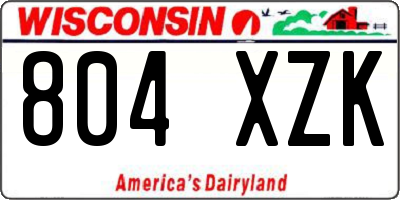 WI license plate 804XZK