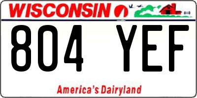 WI license plate 804YEF