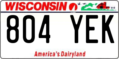 WI license plate 804YEK
