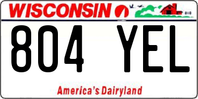 WI license plate 804YEL