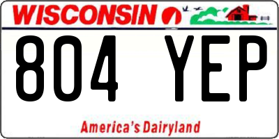 WI license plate 804YEP