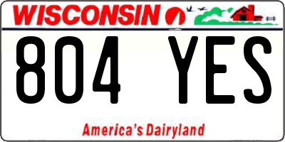 WI license plate 804YES