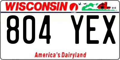WI license plate 804YEX